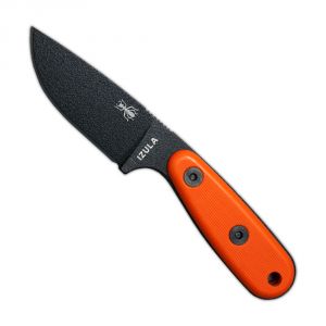 ESEE Izula Black Fixed Blade Knife w/ Orange G10 Handles and Molded Polymer Sheath